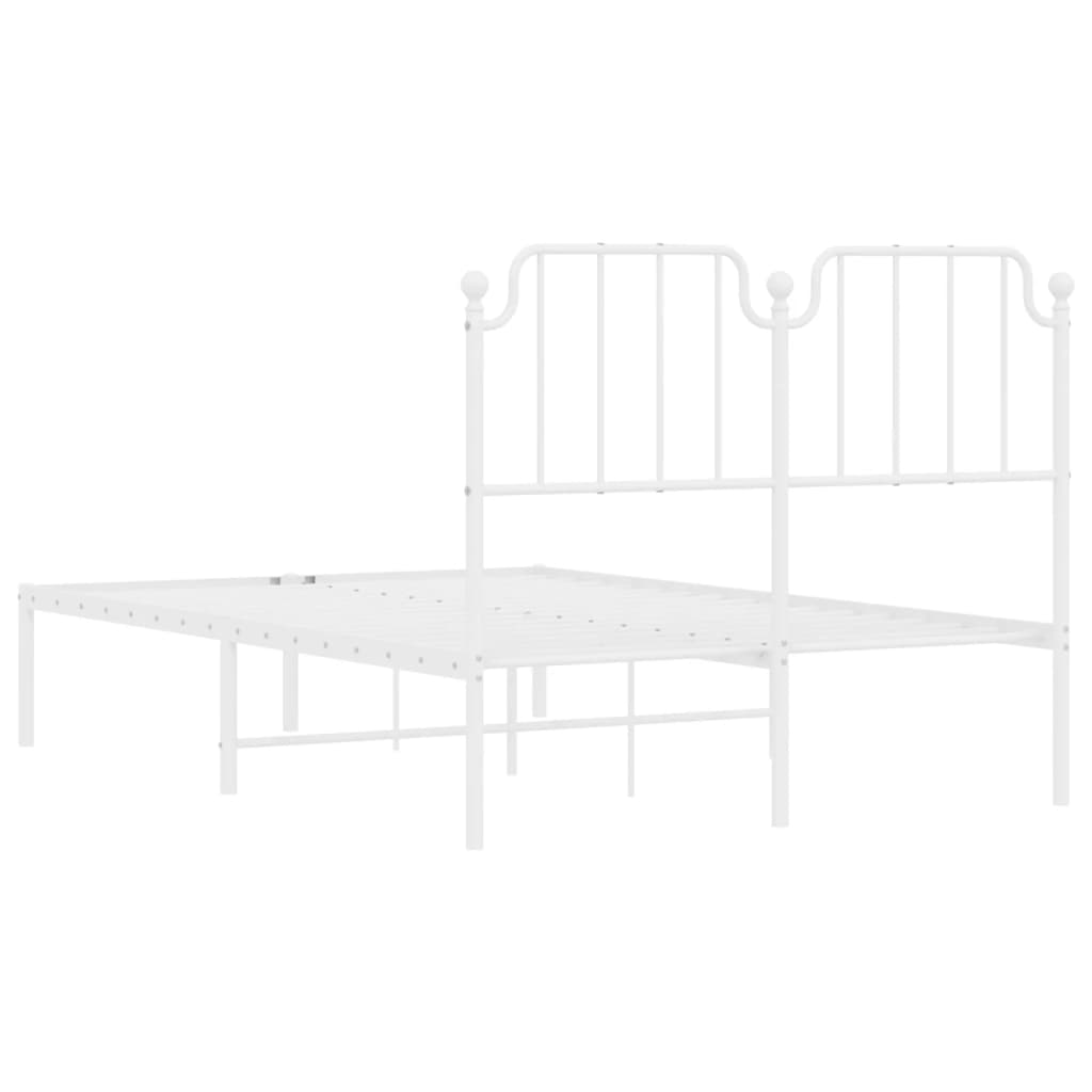 vidaXL Metal Bed Frame without Mattress with Headboard White 120x200cm