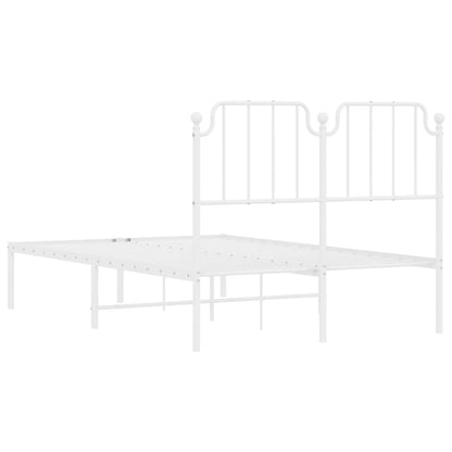 vidaXL Metal Bed Frame without Mattress with Headboard White 120x200cm