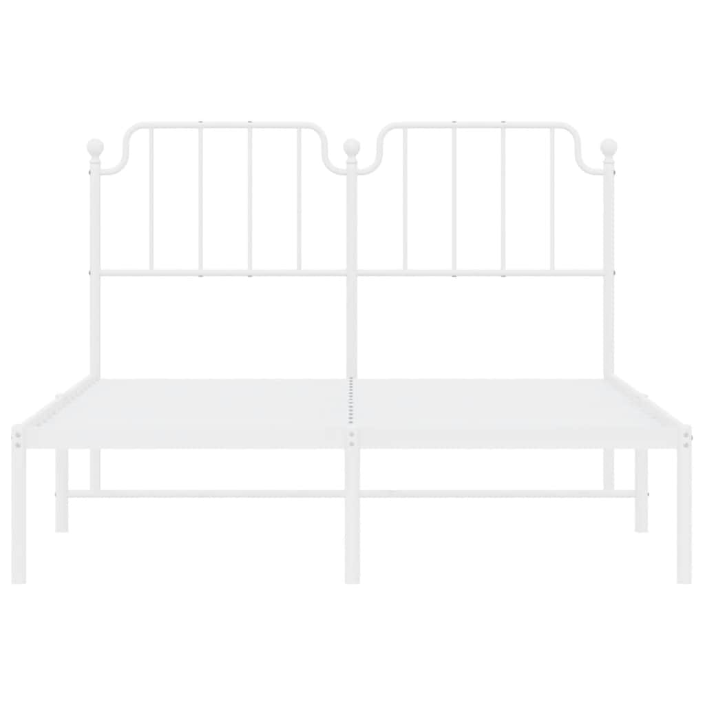vidaXL Metal Bed Frame without Mattress with Headboard White 135x190cm