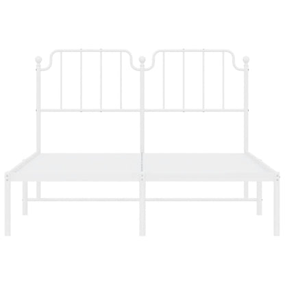 vidaXL Metal Bed Frame without Mattress with Headboard White 135x190cm