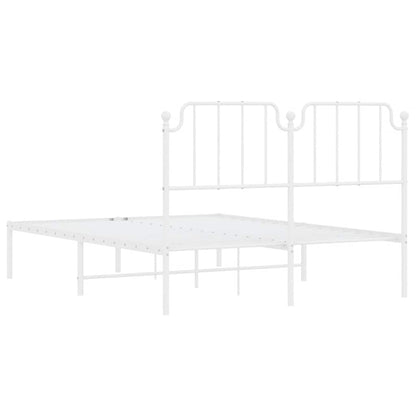 vidaXL Metal Bed Frame without Mattress with Headboard White 135x190cm