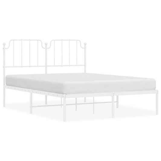 vidaXL Metal Bed Frame without Mattress with Headboard White 150x200cm