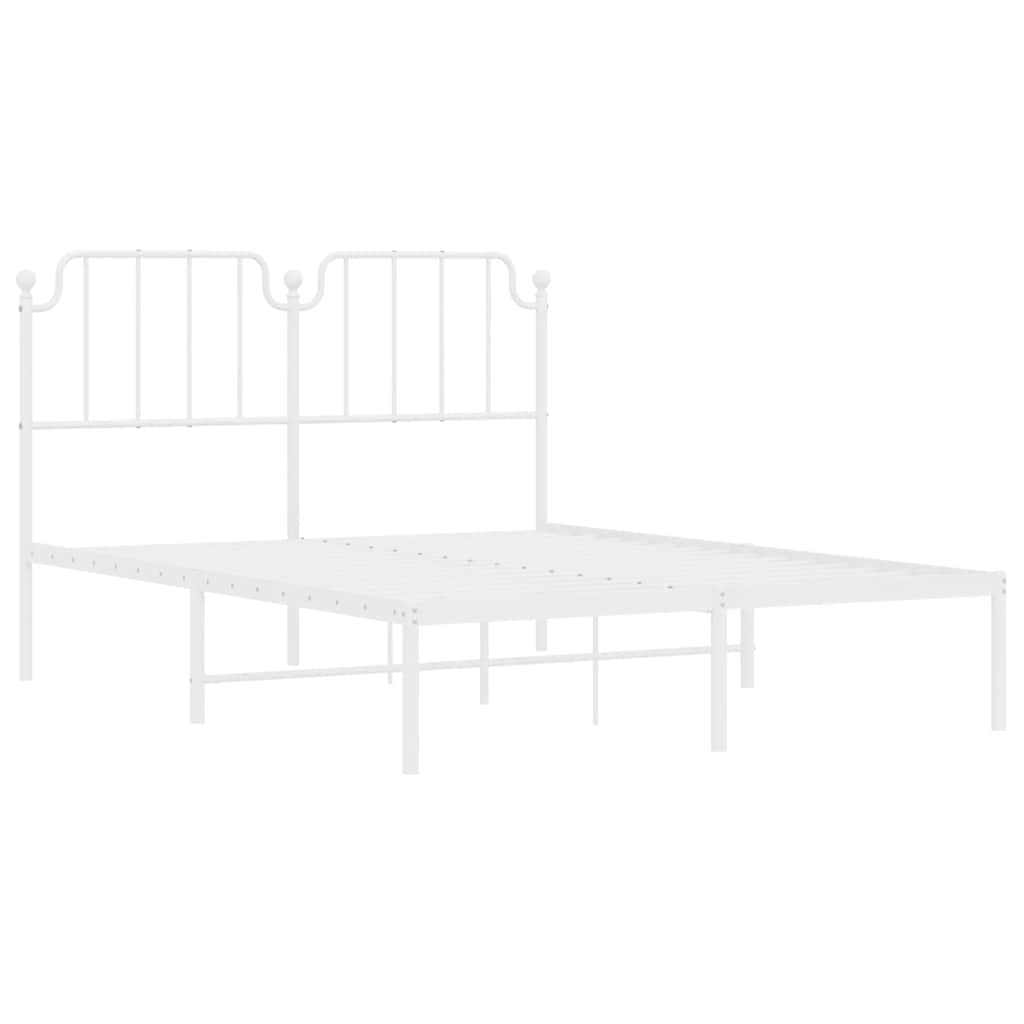 vidaXL Metal Bed Frame without Mattress with Headboard White 150x200cm