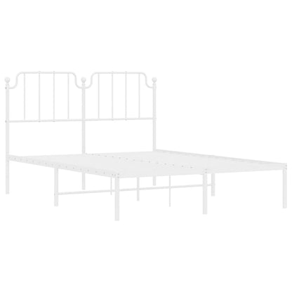 vidaXL Metal Bed Frame without Mattress with Headboard White 150x200cm