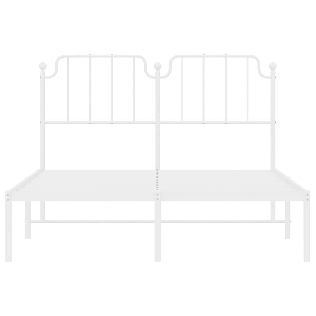 vidaXL Metal Bed Frame without Mattress with Headboard White 150x200cm