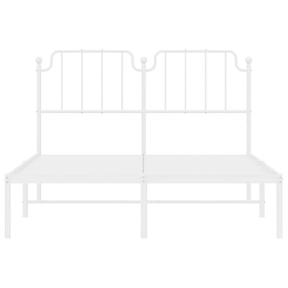vidaXL Metal Bed Frame without Mattress with Headboard White 150x200cm