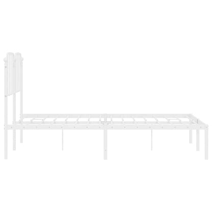 vidaXL Metal Bed Frame without Mattress with Headboard White 150x200cm