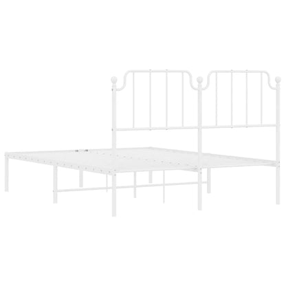 vidaXL Metal Bed Frame without Mattress with Headboard White 150x200cm