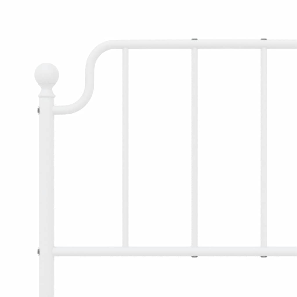 vidaXL Metal Bed Frame without Mattress with Headboard White 150x200cm