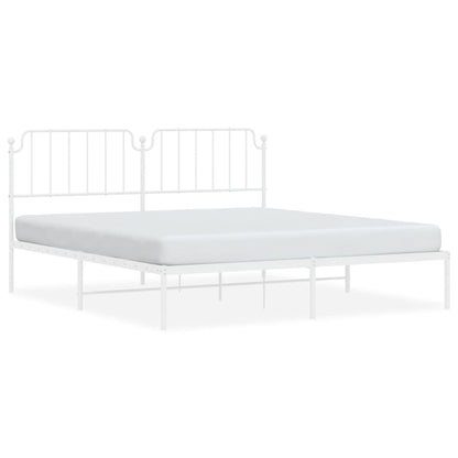 vidaXL Metal Bed Frame without Mattress with Headboard White 160x200cm