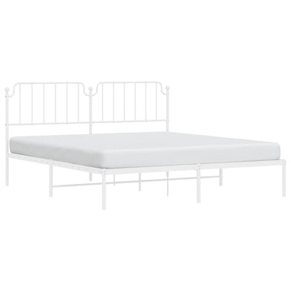 vidaXL Metal Bed Frame without Mattress with Headboard White 160x200cm