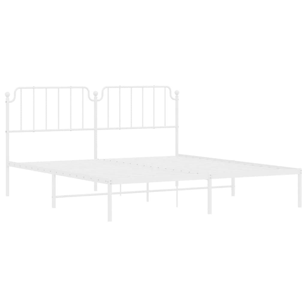 vidaXL Metal Bed Frame without Mattress with Headboard White 160x200cm