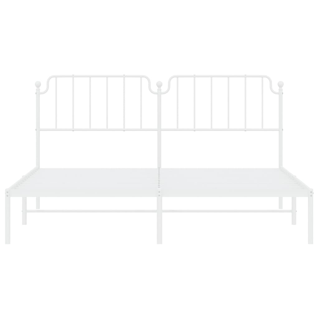 vidaXL Metal Bed Frame without Mattress with Headboard White 160x200cm