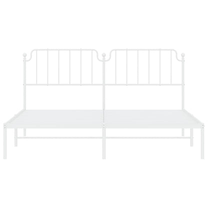 vidaXL Metal Bed Frame without Mattress with Headboard White 160x200cm