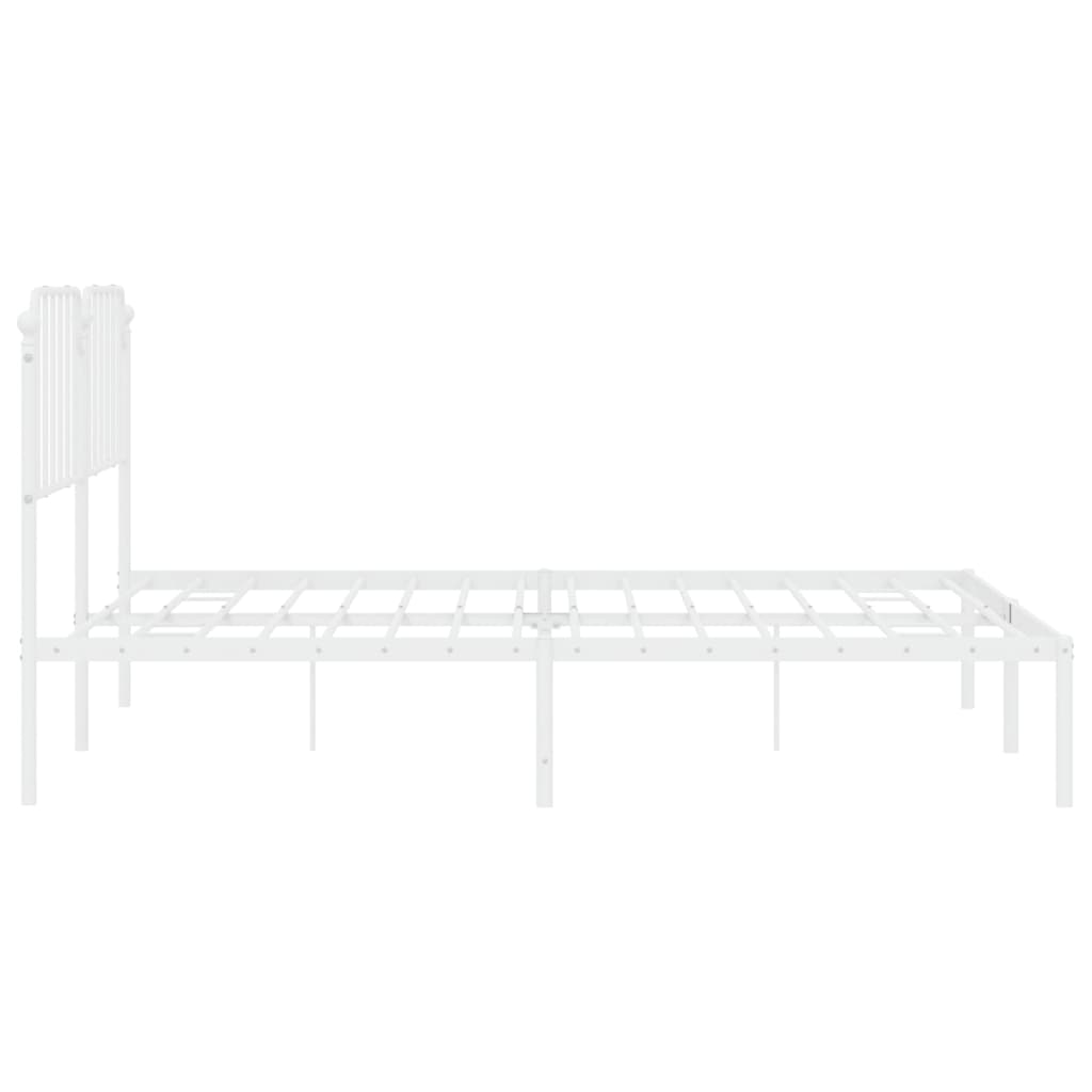 vidaXL Metal Bed Frame without Mattress with Headboard White 160x200cm