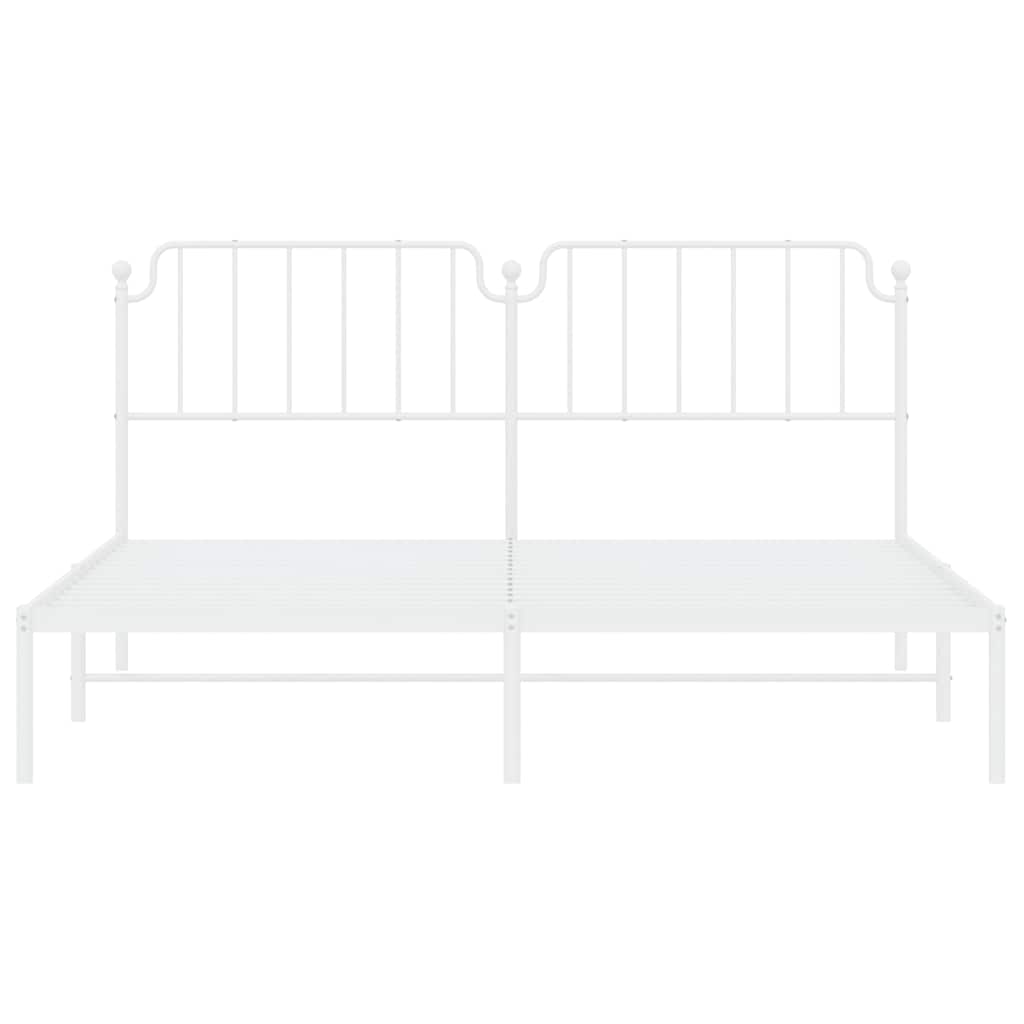 vidaXL Metal Bed Frame without Mattress with Headboard White 183x213cm