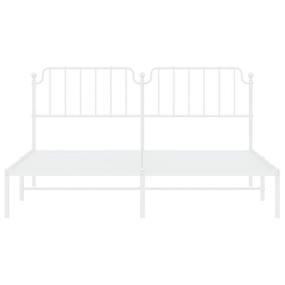 vidaXL Metal Bed Frame without Mattress with Headboard White 183x213cm
