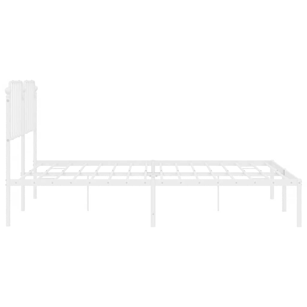 vidaXL Metal Bed Frame without Mattress with Headboard White 183x213cm