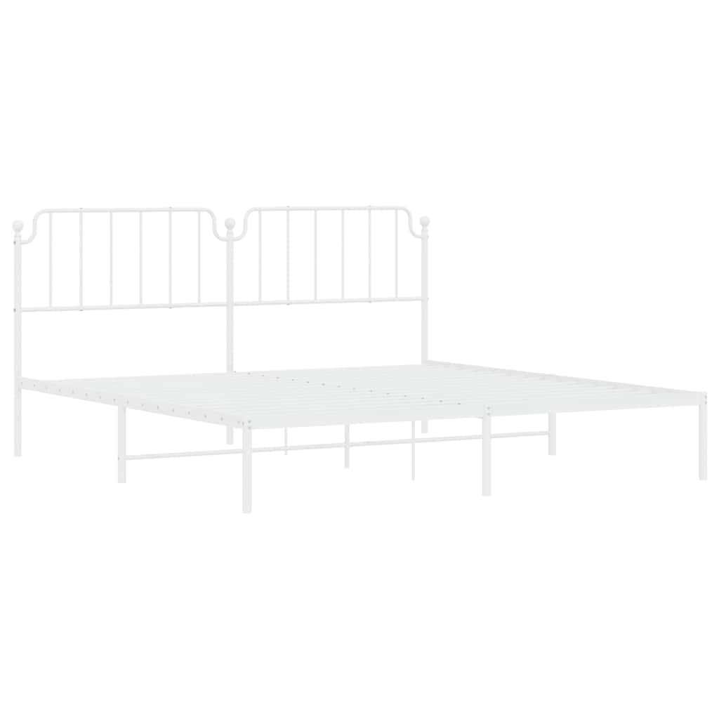 vidaXL Metal Bed Frame without Mattress with Headboard White 193x203cm