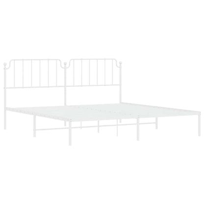 vidaXL Metal Bed Frame without Mattress with Headboard White 193x203cm