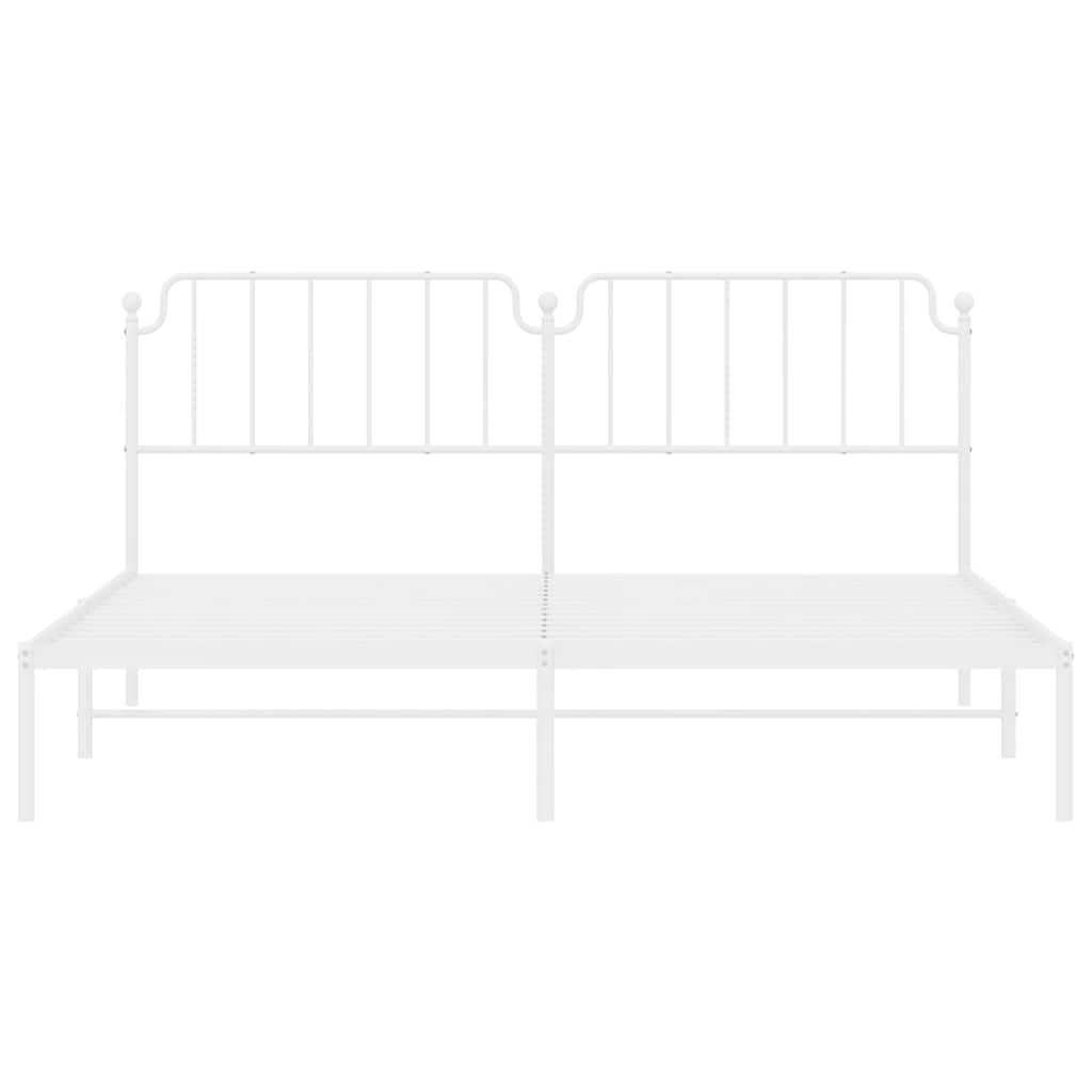 vidaXL Metal Bed Frame without Mattress with Headboard White 193x203cm
