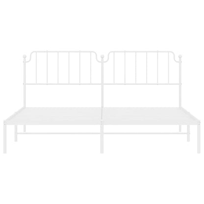 vidaXL Metal Bed Frame without Mattress with Headboard White 193x203cm