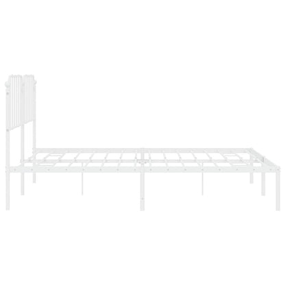 vidaXL Metal Bed Frame without Mattress with Headboard White 193x203cm