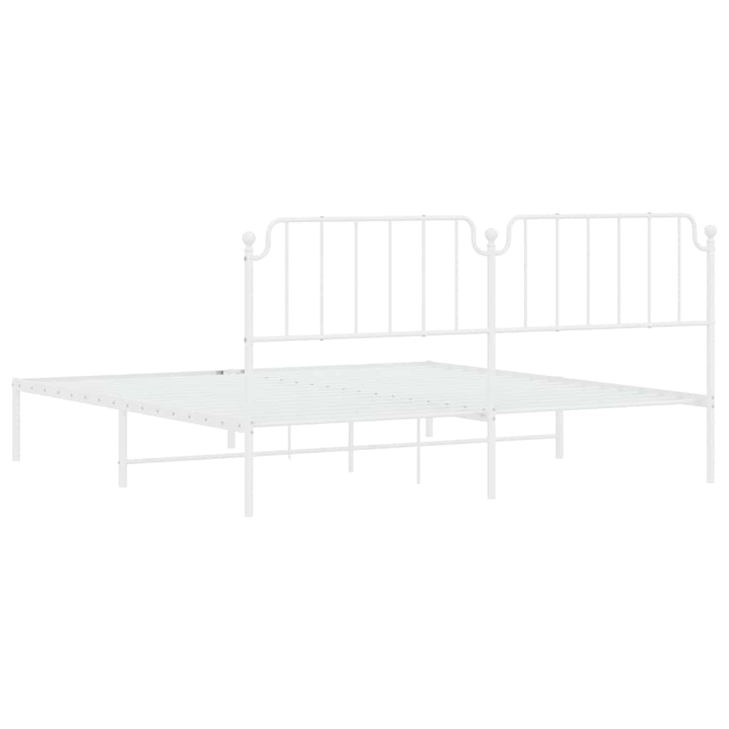 vidaXL Metal Bed Frame without Mattress with Headboard White 193x203cm