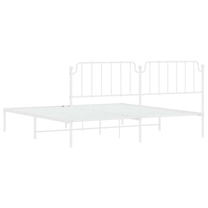 vidaXL Metal Bed Frame without Mattress with Headboard White 193x203cm