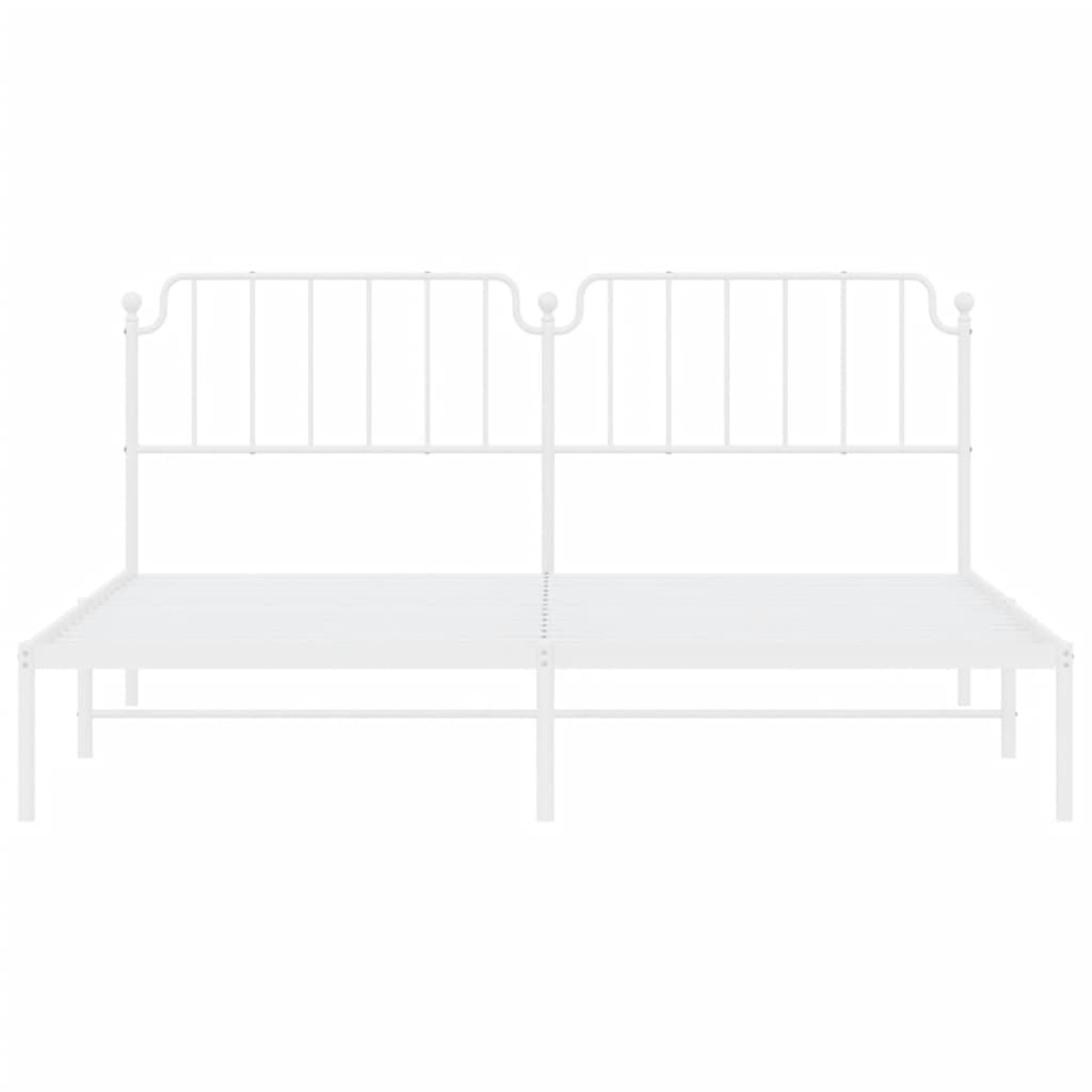 vidaXL Metal Bed Frame without Mattress with Headboard White 200x200cm