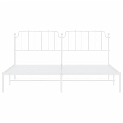 vidaXL Metal Bed Frame without Mattress with Headboard White 200x200cm