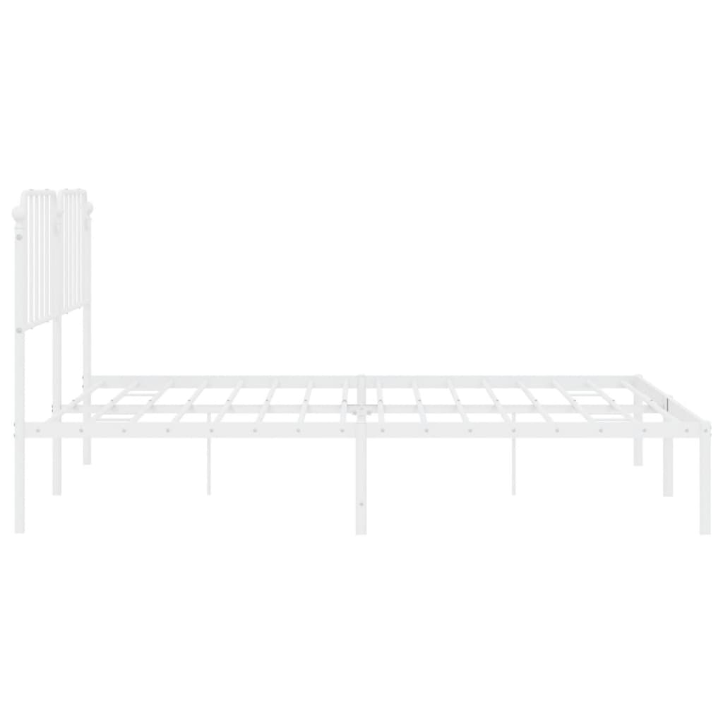 vidaXL Metal Bed Frame without Mattress with Headboard White 200x200cm