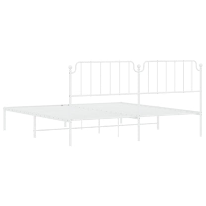 vidaXL Metal Bed Frame without Mattress with Headboard White 200x200cm