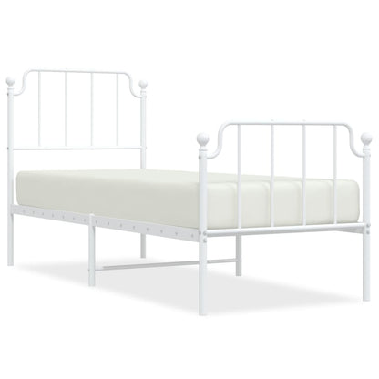 vidaXL Metal Bed Frame without Mattress with Footboard White 75x190cm