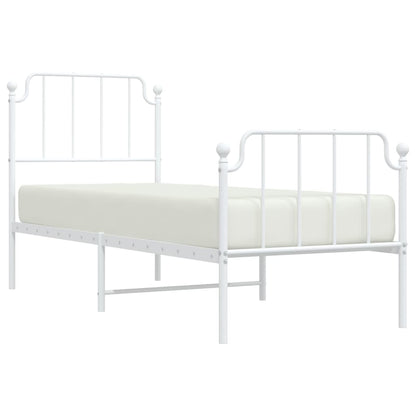 vidaXL Metal Bed Frame without Mattress with Footboard White 75x190cm