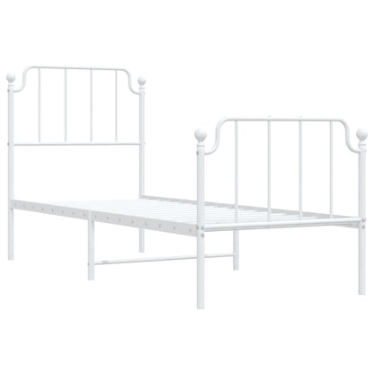 vidaXL Metal Bed Frame without Mattress with Footboard White 75x190cm