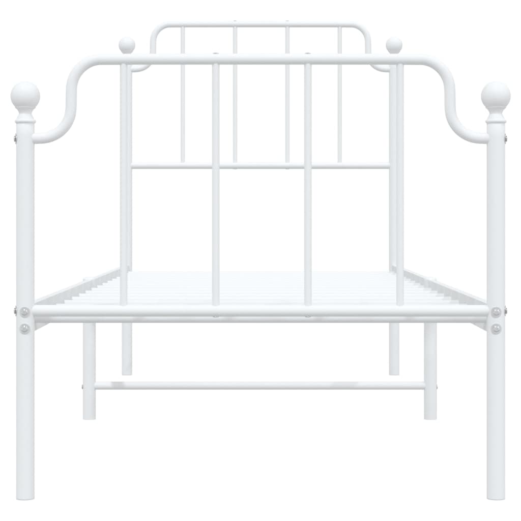 vidaXL Metal Bed Frame without Mattress with Footboard White 75x190cm