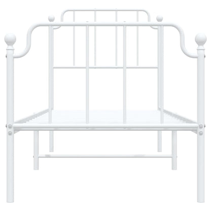 vidaXL Metal Bed Frame without Mattress with Footboard White 75x190cm