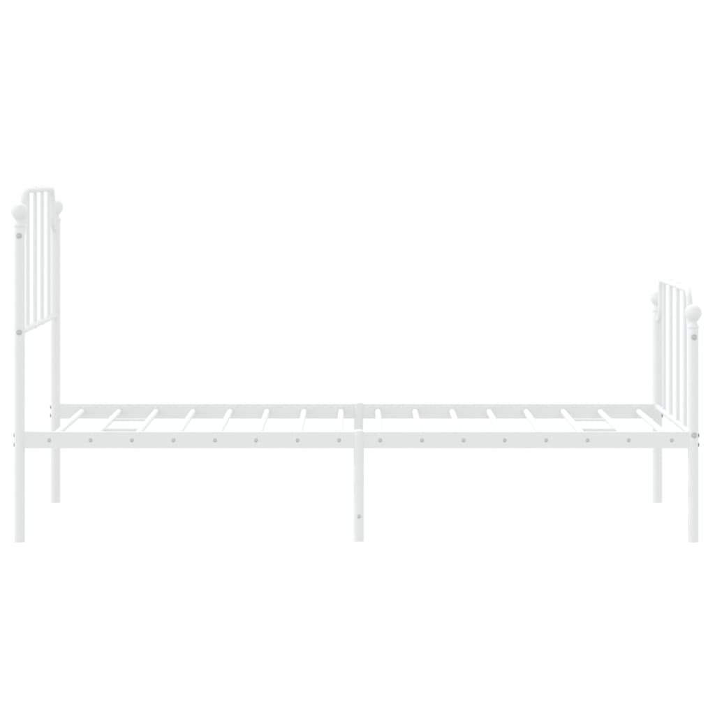 vidaXL Metal Bed Frame without Mattress with Footboard White 75x190cm
