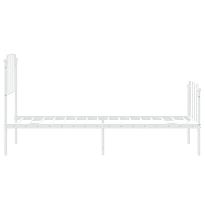 vidaXL Metal Bed Frame without Mattress with Footboard White 75x190cm