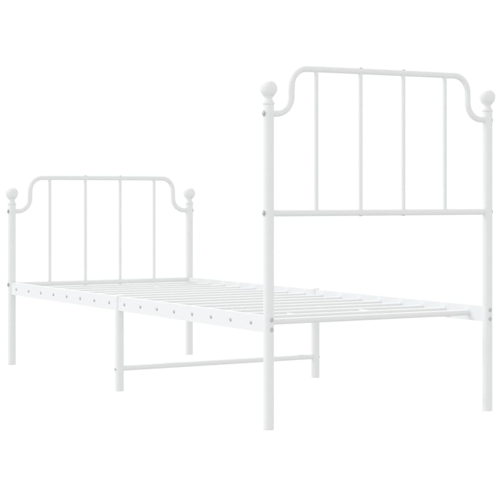 vidaXL Metal Bed Frame without Mattress with Footboard White 75x190cm