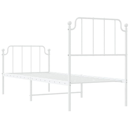 vidaXL Metal Bed Frame without Mattress with Footboard White 75x190cm