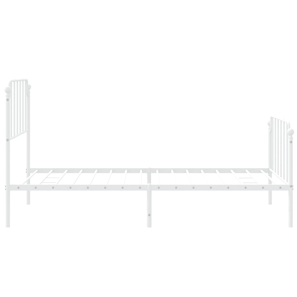 vidaXL Metal Bed Frame without Mattress with Footboard White 107x203cm
