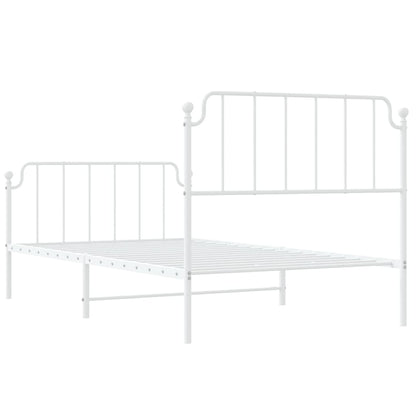 vidaXL Metal Bed Frame without Mattress with Footboard White 107x203cm