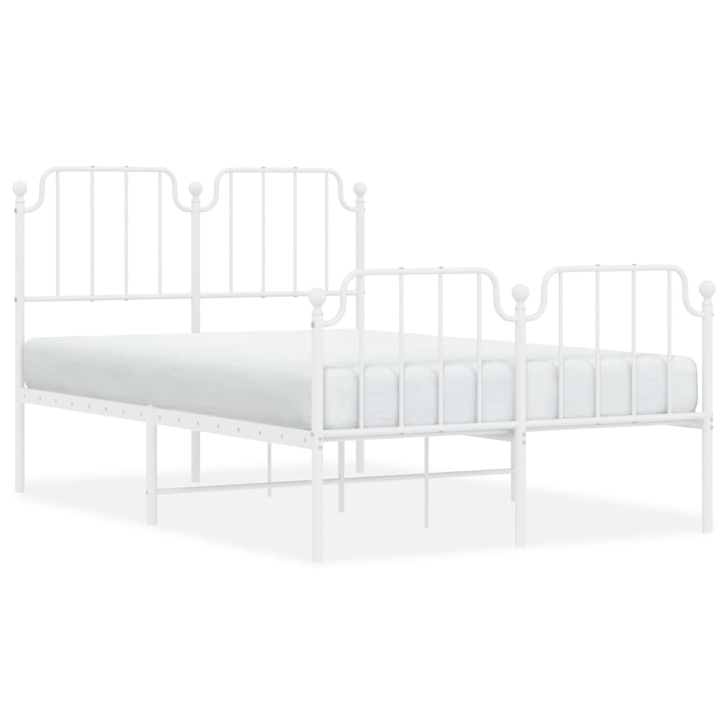 vidaXL Metal Bed Frame without Mattress with Footboard White 120x200cm