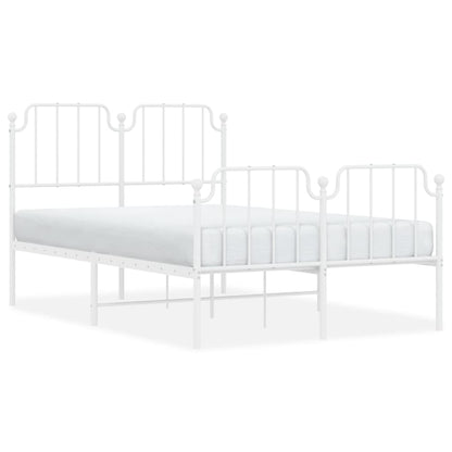 vidaXL Metal Bed Frame without Mattress with Footboard White 120x200cm