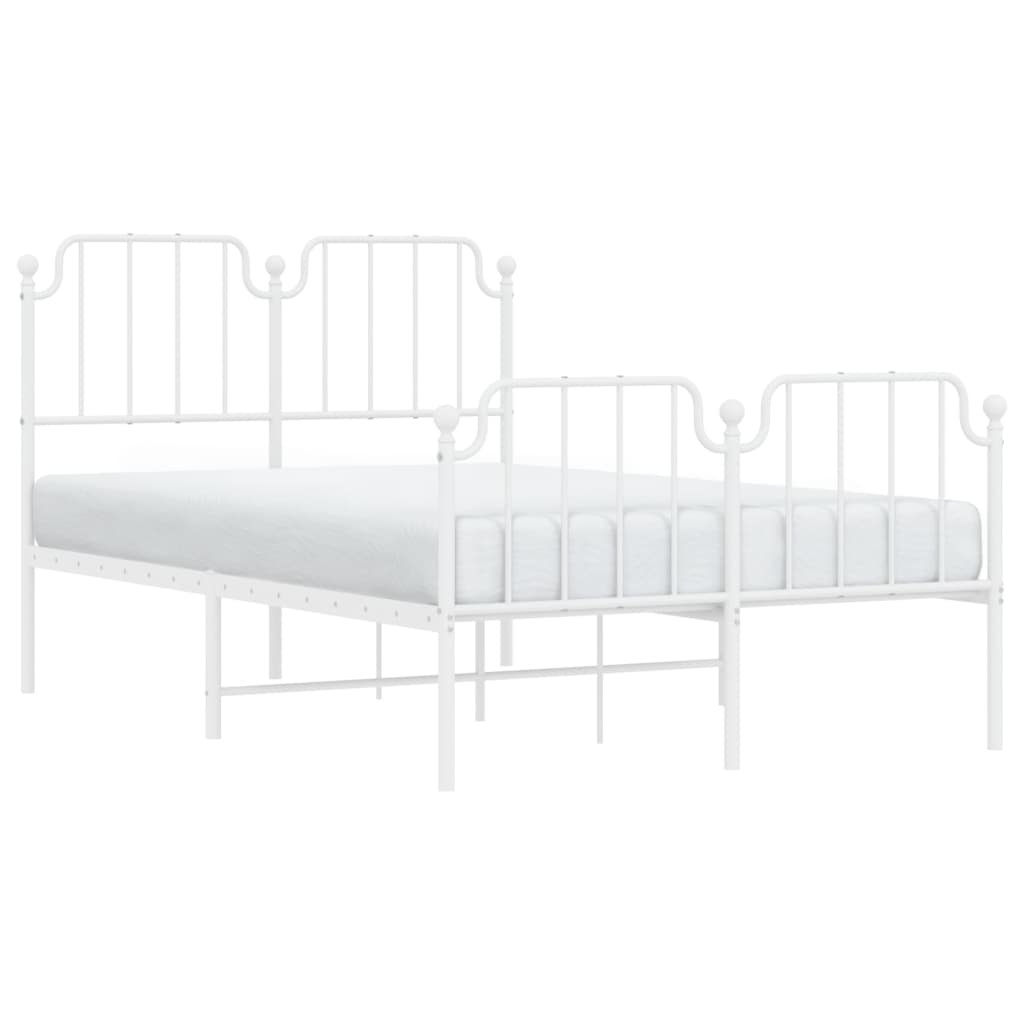 vidaXL Metal Bed Frame without Mattress with Footboard White 120x200cm
