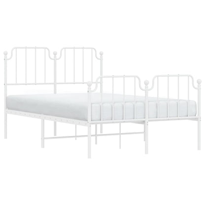 vidaXL Metal Bed Frame without Mattress with Footboard White 120x200cm