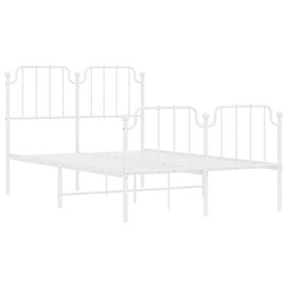 vidaXL Metal Bed Frame without Mattress with Footboard White 120x200cm