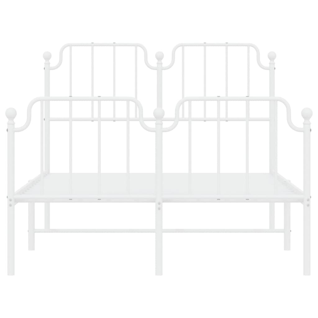vidaXL Metal Bed Frame without Mattress with Footboard White 120x200cm